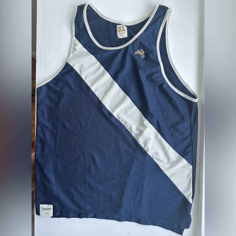 Tracksmith Van Cortlandt Navy and White Singlet